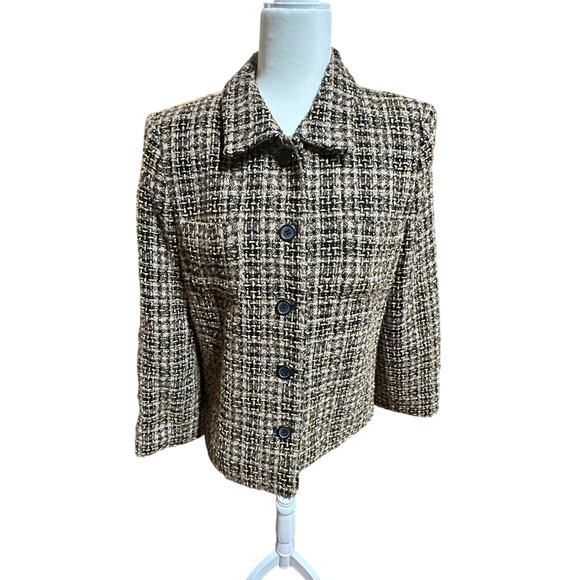 John Paul Richard Jacket Blazer 12 Tan Tweed Texture Wool Retro Western - Picture 1 of 11